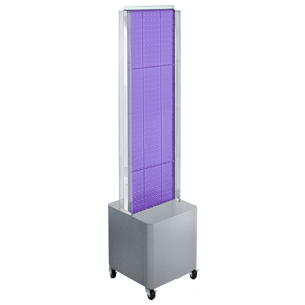 Two-Sided Pegboard Floor Display on Studio Base w/ C-Channels. Panel Size: 13.5''W x 44''H